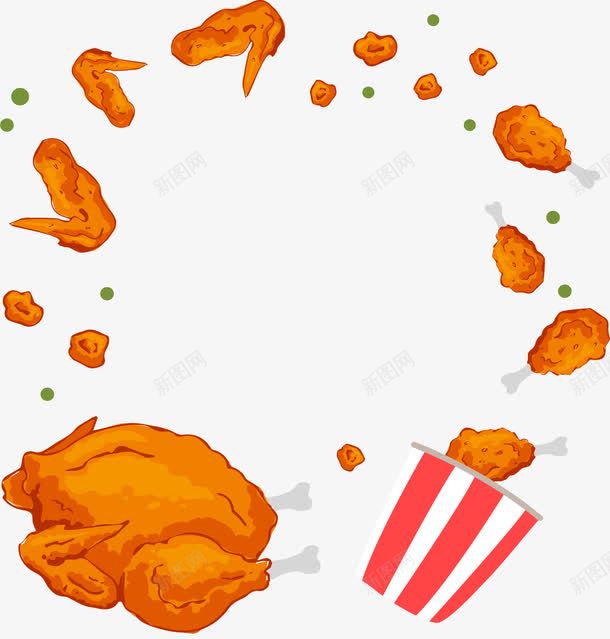 美味香喷喷的全家桶png免抠素材_新图网 https://ixintu.com 全家桶 炸鸡 炸鸡翅 矢量素材 美味炸鸡