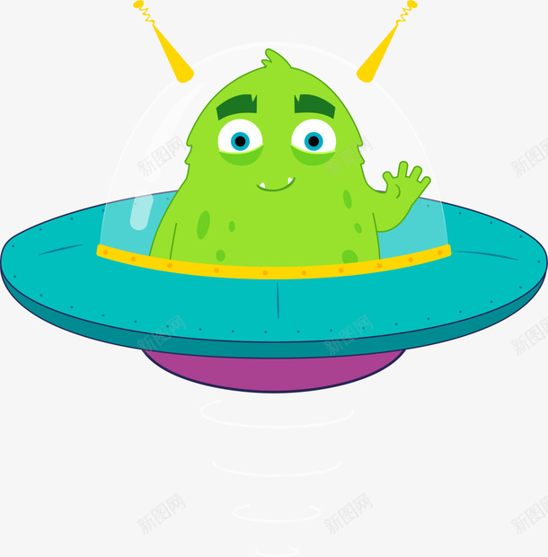 世界航天日坐飞碟的外星人png免抠素材_新图网 https://ixintu.com 世界航天日 可爱外星人 圆形飞碟 坐飞碟的外星人 招手 蓝色飞碟