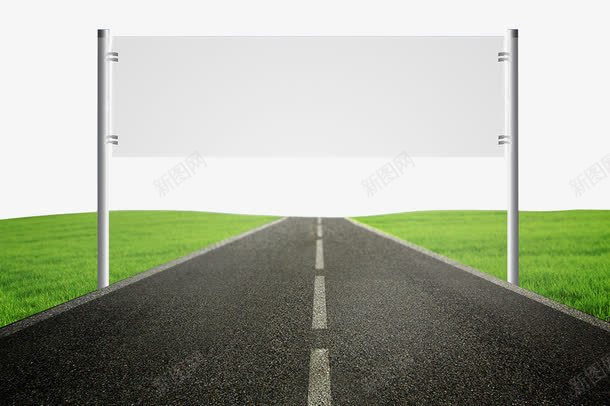 笔直的道路png免抠素材_新图网 https://ixintu.com 斑马线 柏油路 草坪 风景