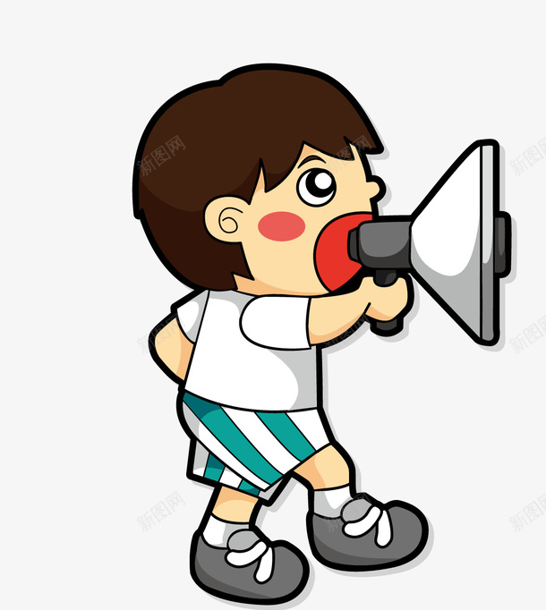 手绘卡通儿童拿着喇叭喊话png免抠素材_新图网 https://ixintu.com 促销 卡通儿童 号外号外 喇叭 喊话 宣传 广播 注意