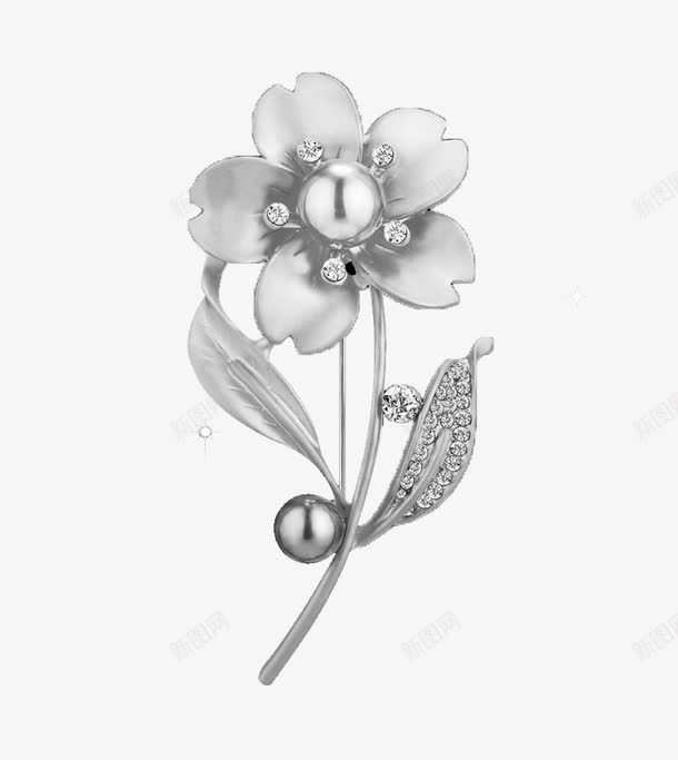 一朵花胸针png免抠素材_新图网 https://ixintu.com 产品实物 装饰品 银色 饰品