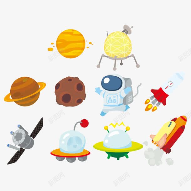 太空元素png免抠素材_新图网 https://ixintu.com 太空元素 宇航员 木星 火箭 飞碟