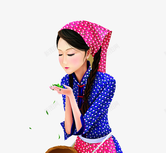 采茶女闻茶香手绘图案png免抠素材_新图网 https://ixintu.com 图案 手绘风格 茶叶制作 装饰 采茶女 采茶手绘 闻茶香