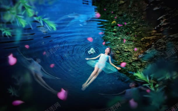 落花入水出水芙蓉河水jpg设计背景_新图网 https://ixintu.com 河水 芙蓉 落花