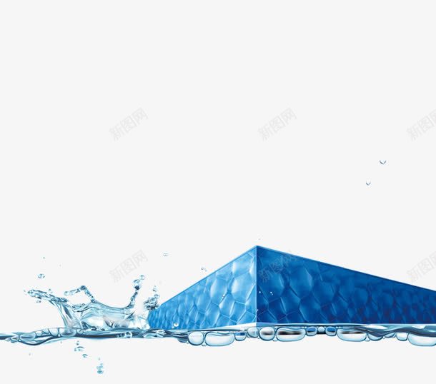 蓝色水立方png免抠素材_新图网 https://ixintu.com 建筑 水立方 水花 蓝色