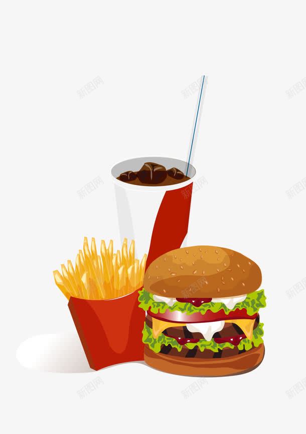 手绘肯德基食物矢量图ai免抠素材_新图网 https://ixintu.com 可乐 汉堡 肯德基 薯条 食物 麦当劳 矢量图