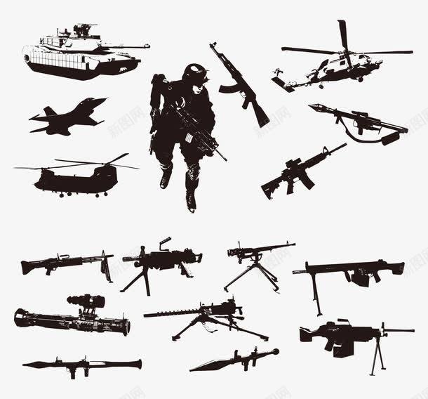 武器装备兵器飞机坦克战车png免抠素材_新图网 https://ixintu.com 十八般兵器 坦克黑白 平面武器素材 武器剪影 武器库 飞机剪影
