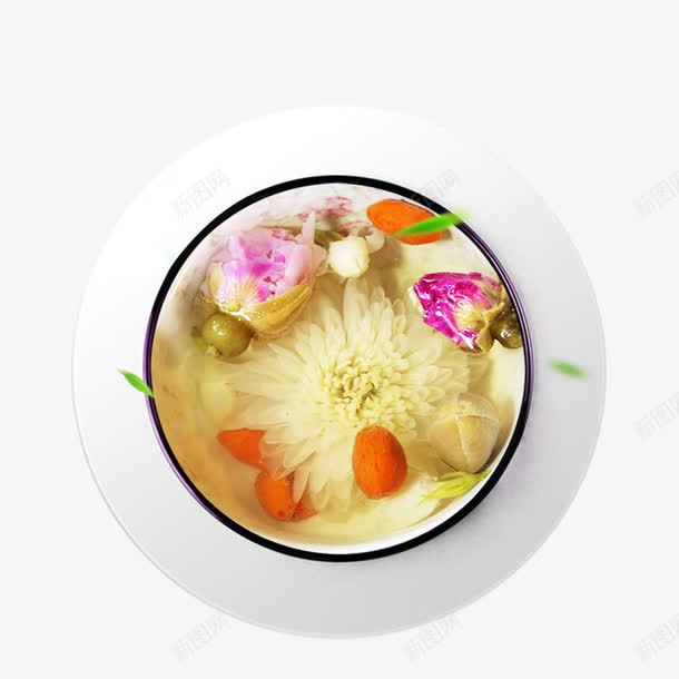 产品实物组合茶饮养生花茶一碗png免抠素材_新图网 https://ixintu.com 健康 健康滋补 养生 养生花茶 冲饮 干花 植物 滋补 玫瑰 美容 花瓣 花茶 花草茶 茶饮品 草本 陶瓷碗