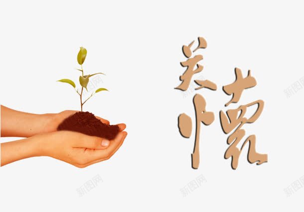 关怀png免抠素材_新图网 https://ixintu.com 关爱 嫩芽 彩色 手势 毛笔字 海报 艺术字 装饰