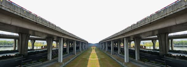 道路两侧的高架桥png免抠素材_新图网 https://ixintu.com 公路 建筑 运输 道路 高架桥 高速公路