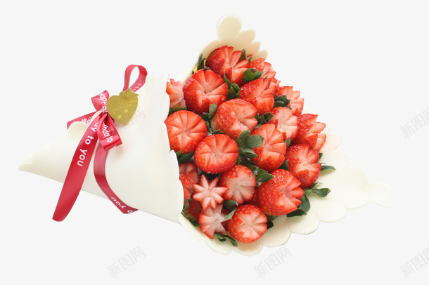 甜莓爱恋花束蛋糕png免抠素材_新图网 https://ixintu.com 丝带蝴蝶结 巧克力边 花束蛋糕 草莓季