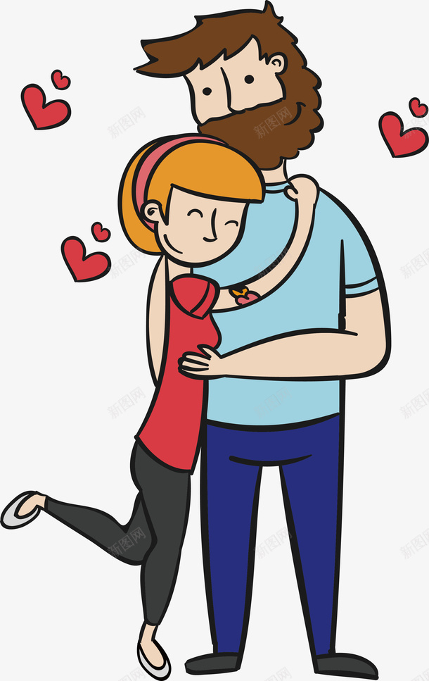 手绘卡通情侣矢量图ai免抠素材_新图网 https://ixintu.com 卡通情侣 卡通男女 女人 女孩 帅哥美女 心形 恋人 手绘 拥抱 新人 时尚美女 求婚 男人 男孩 绘画 矢量图