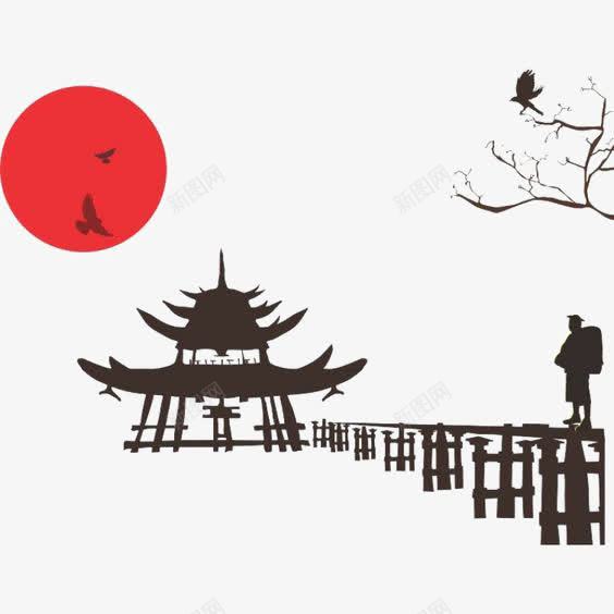 日本风凉亭png免抠素材_新图网 https://ixintu.com 修行 凉亭 创意 旅行 日出 树枝 红日 美景 风景