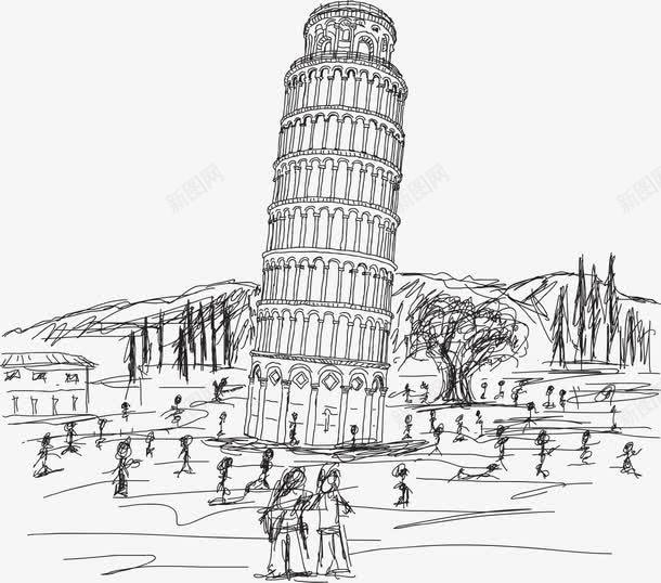 手绘世界著名建筑png免抠素材_新图网 https://ixintu.com 建筑 建筑矢量图 手绘 手绘风景区 斜塔 旅游名胜 标志性建筑 比萨斜塔 简约 线条 著名建筑 风景名胜