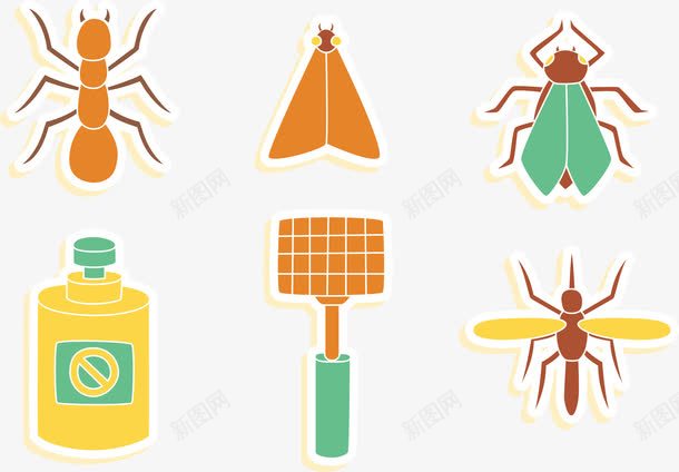 驱虫农药图标png_新图网 https://ixintu.com 农药 农药化肥 卡通扁平 图标icon 工具 杀虫剂 杀虫喷雾 苍蝇拍 防毒面具 驱虫剂