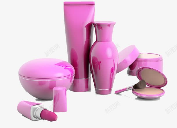 一套化妆品png免抠素材_新图网 https://ixintu.com 乳液 化妆品 化妆用品 口红 女性护肤 护肤品 洗面奶 瓶瓶罐罐 粉底 粉扑 腮红刷