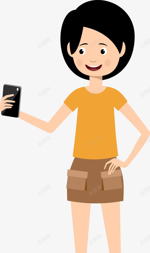 拿着手机的女人png免抠素材_新图网 https://ixintu.com 人物 助教 助理 卡通人物 女人 女孩 手机 矢量女人 职业 职业女性 职员