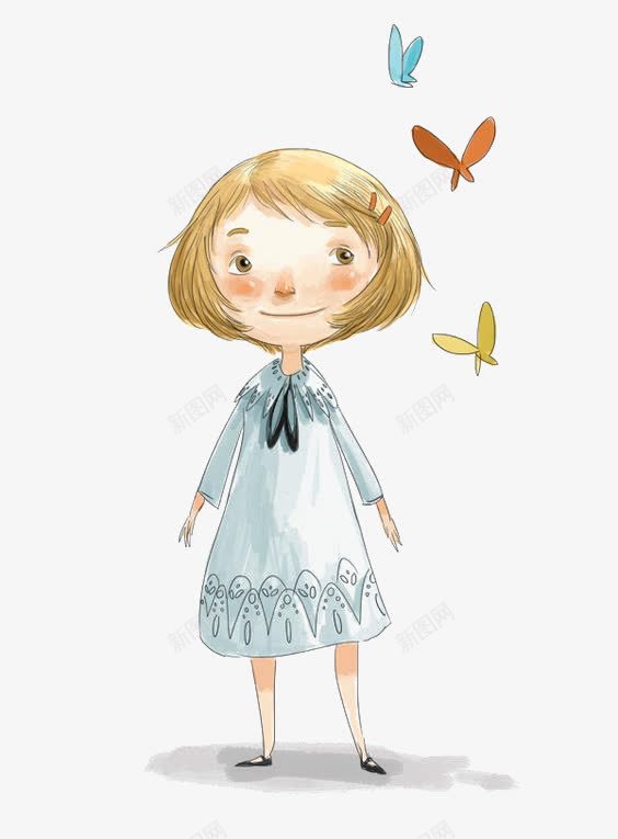 金发小孩png免抠素材_新图网 https://ixintu.com 卡通 女生 小女孩 手绘 插画 欧美 短发 金发