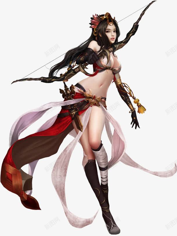 手持弓箭性感女战士png免抠素材_新图网 https://ixintu.com 弓箭 性感 战士 手持