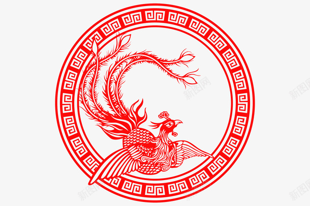 红色剪纸凤凰png免抠素材_新图网 https://ixintu.com 丹鸟 凤凰 凤凰尾巴 凤凰纹饰 凤尾 吉祥象征 朱鸟 漂亮尾巴 火鸟 神兽 神鸟 羽翼 飞鸟 飞龙之子