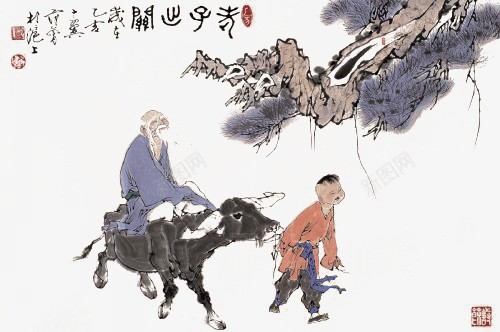 国画水墨老子出关图png免抠素材_新图网 https://ixintu.com 书画 侍童 国画 松树 水墨 老子 老子画像 道家 道家学派 道德经