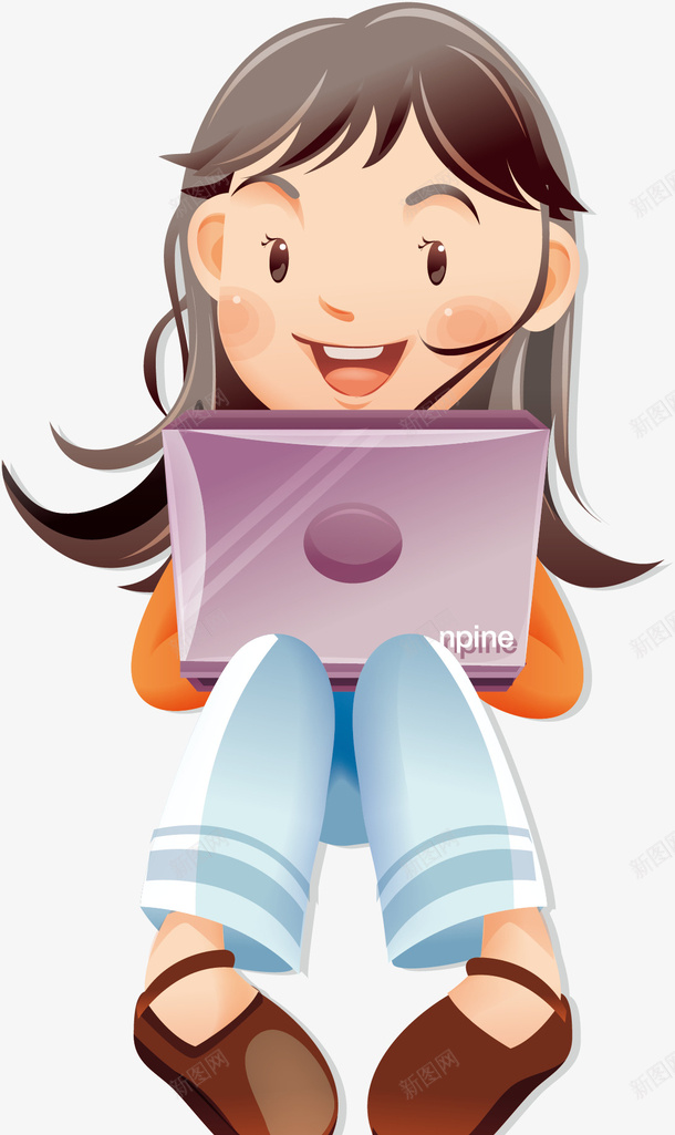 卡通女孩上网矢量图eps免抠素材_新图网 https://ixintu.com 上网 人物 卡通 卡通女孩上网矢量图 商务 女孩 微笑 矢量图 网民