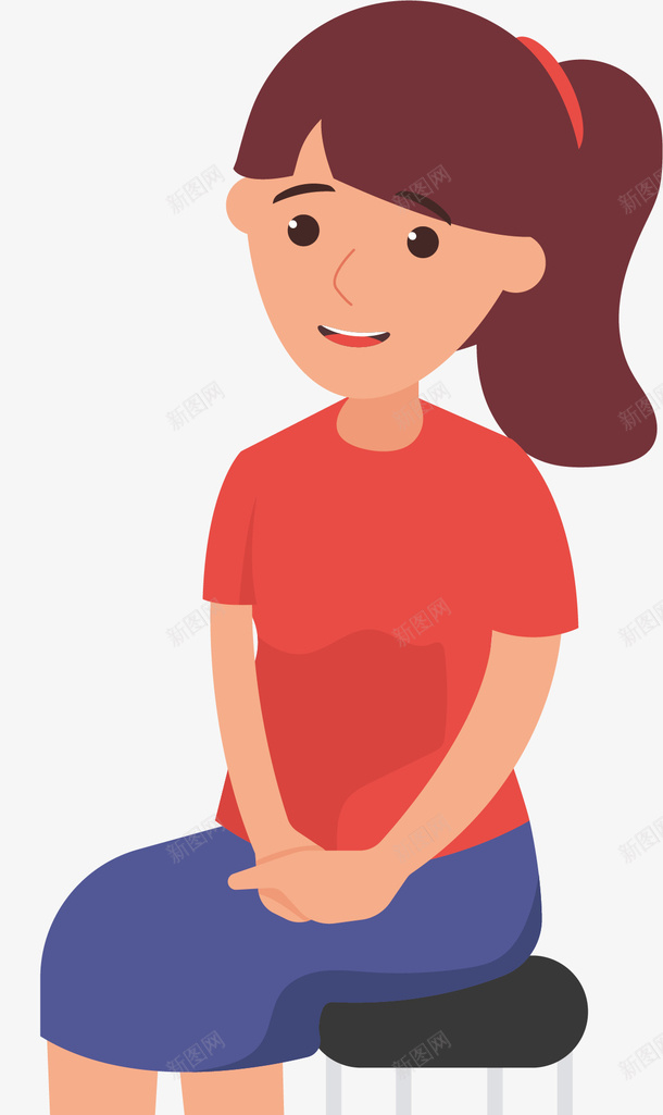 卡通女性坐姿图案矢量图ai免抠素材_新图网 https://ixintu.com 卡通 图案 坐姿 坐着 坐着的人 女人 女性 马尾辫的女人 矢量图