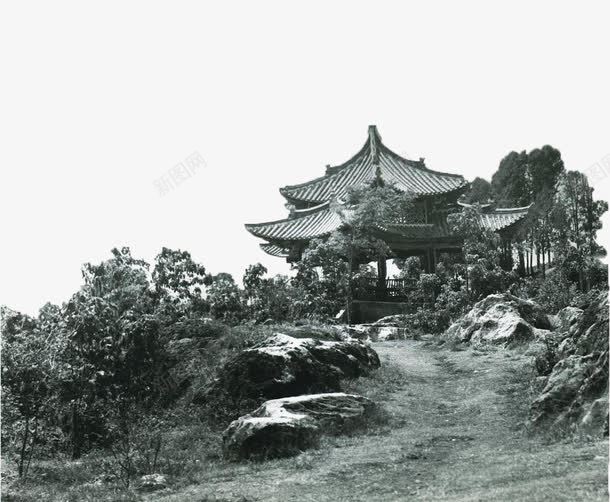 山上的小亭黑白照片png免抠素材_新图网 https://ixintu.com 亭子 亭阁 小亭 小歇 山上 意境 楼阁 照片 黑白