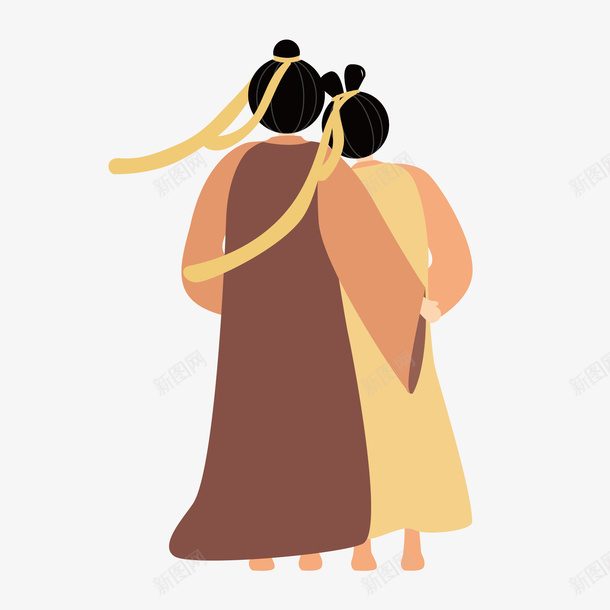 手绘古装情侣背影png免抠素材_新图网 https://ixintu.com 中秋 中秋主题 中秋海报 卡通人物 古装 情侣背影 手绘 赏月