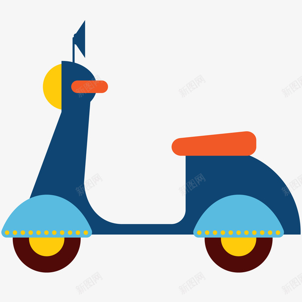 彩色电单车卡通插画png免抠素材_新图网 https://ixintu.com 交通工具 代步 儿童玩具车 免抠PNG 彩色电单车卡通插画 电单车