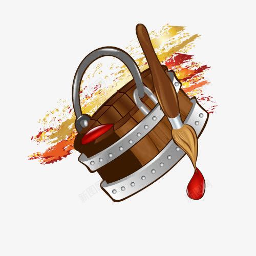 油漆专辑矢量图ai免抠素材_新图网 https://ixintu.com 刷子 卡通 墨迹 木桶 油漆 矢量素材 颜料 矢量图