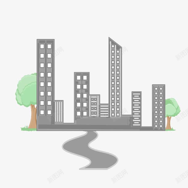 卡通手绘楼房png免抠素材_新图网 https://ixintu.com 住宅楼 卡通 城市绿化 居民楼 房地产易拉宝 手绘