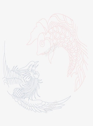 凤凰和鱼背景底色png免抠素材_新图网 https://ixintu.com 凤凰 底纹 背景 鱼 鲤鱼 鸟