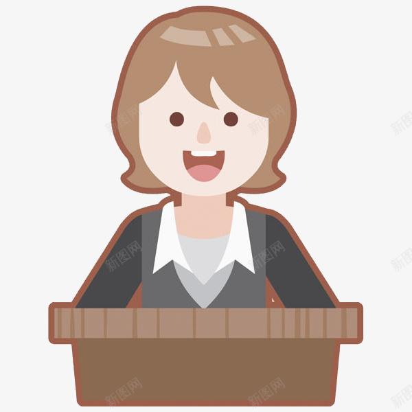 讲台上演讲的女人图png免抠素材_新图网 https://ixintu.com 卡通 女人 插图 漂亮的 演讲 讲桌 高兴地