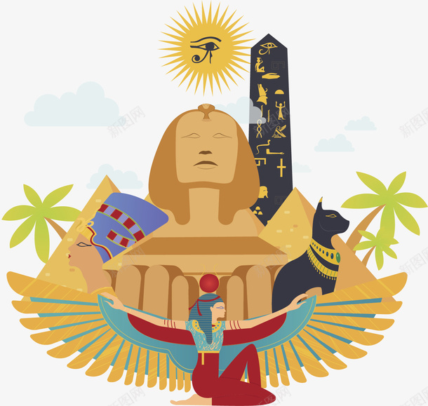 古代埃及文化文明矢量图ai免抠素材_新图网 https://ixintu.com 古埃及 埃及 埃及文化 埃及金字塔 狮身人面像 矢量png 矢量图