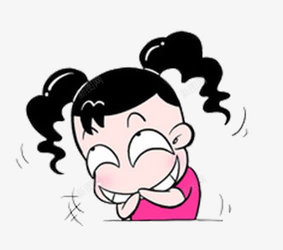 两个辫子淘气偷笑女孩png免抠素材_新图网 https://ixintu.com 两个辫子 偷笑 可爱卡通女孩 女孩 淘气