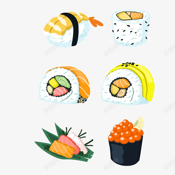 卡通寿司矢量图ai免抠素材_新图网 https://ixintu.com 高清 鱼子酱 矢量图