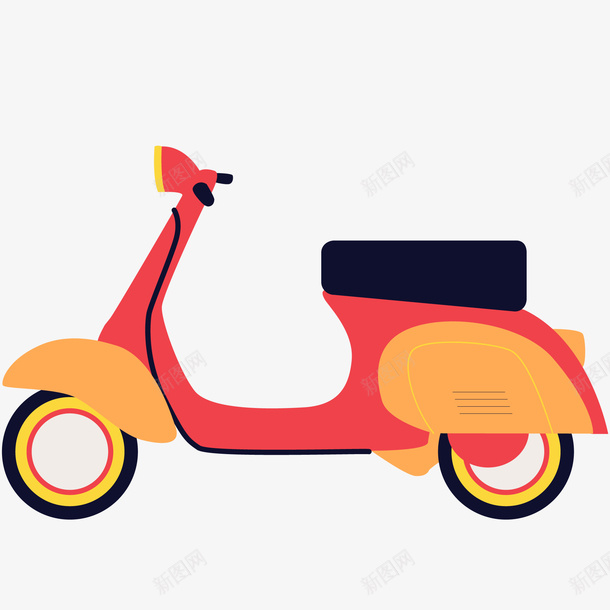 卡通创意电动车png免抠素材_新图网 https://ixintu.com 交通工具 代步 卡通 电动车 电驴 红色