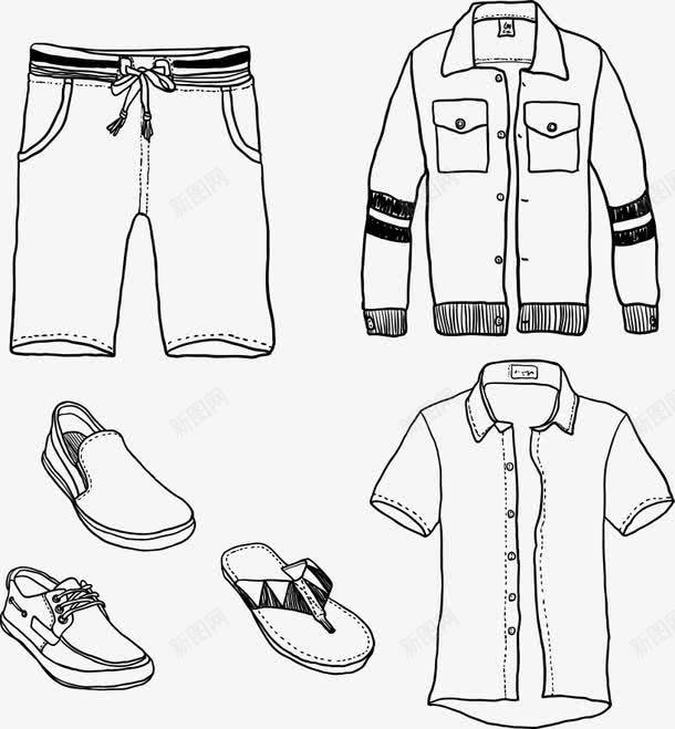 手绘服饰png免抠素材_新图网 https://ixintu.com 服饰 男人服饰 衣服 裤子 鞋子