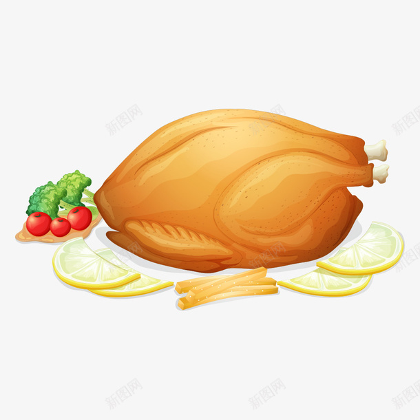 复活节烤鸡插画png免抠素材_新图网 https://ixintu.com 卡通 复活节 晚餐 柠檬 烤鸡 简笔画 花椰菜 薯条 食物 鸡 鸡简笔 鸡肉 鸡腿