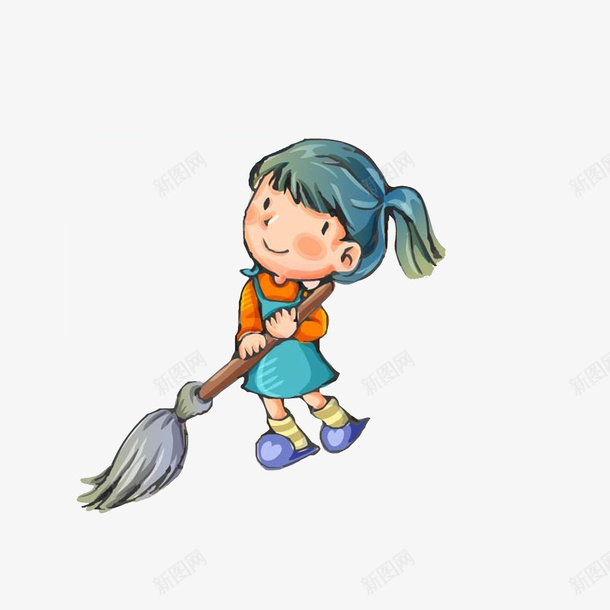 小女孩拖地png免抠素材_新图网 https://ixintu.com 单马尾 卡通 孩子做家务 小女孩拖地 扎马尾的女孩 拖把