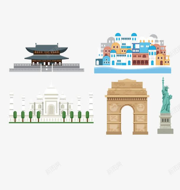 各国著名建筑png免抠素材_新图网 https://ixintu.com 凯旋门 威尼斯水城 建筑 自由女神像 著名建筑 青瓦台