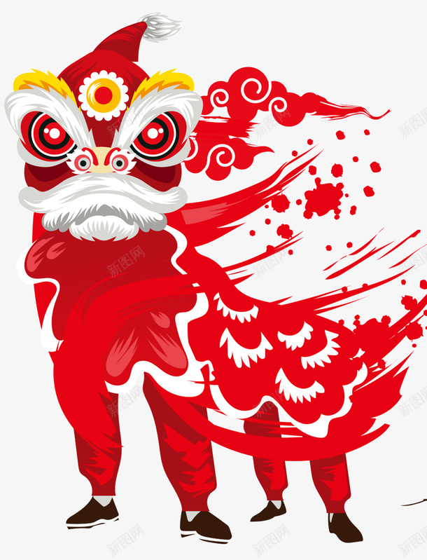水墨舞狮表演简图png免抠素材_新图网 https://ixintu.com 人物 卡通 喜庆 水墨 狮子头 简图 舞狮表演