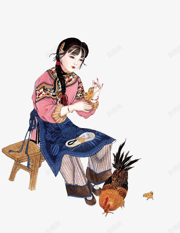 绣鞋垫的美女png免抠素材_新图网 https://ixintu.com 刺绣 古代 古典 大家闺秀 慈母 手绘 美女 针线 鸡