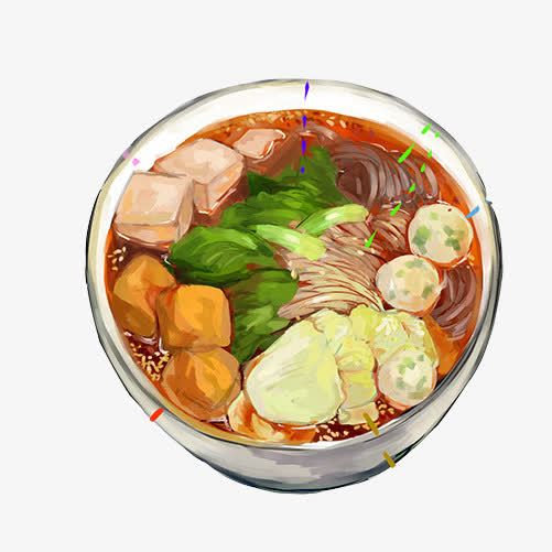 粉丝手绘画片png免抠素材_新图网 https://ixintu.com 土豆粉丝 白菜 豆腐果 鱼丸