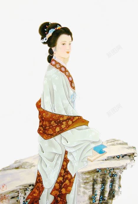 古代夫人png免抠素材_新图网 https://ixintu.com 东方韵味 中国画 古代服饰 墨迹 女性 少奶奶 工笔画 彩墨 时尚奶奶