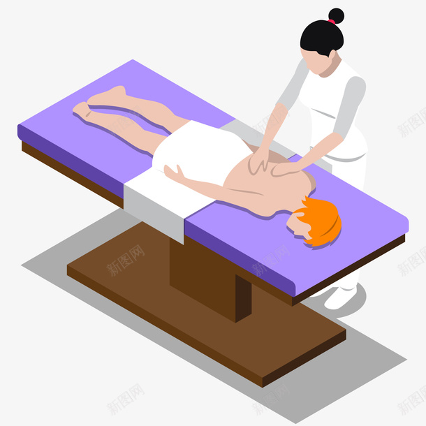 背部按摩插画png免抠素材_新图网 https://ixintu.com 个人护理 健康 免抠PNG 按摩师 美容院 背部按摩矢量插画