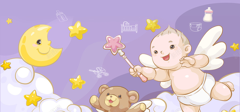 可爱卡通母婴用品bannerjpg设计背景_新图网 https://ixintu.com 促销 儿童 卡通 可爱 天使宝宝 奶粉 婴儿 婴儿床 母婴用品 玩具 童装 紫色