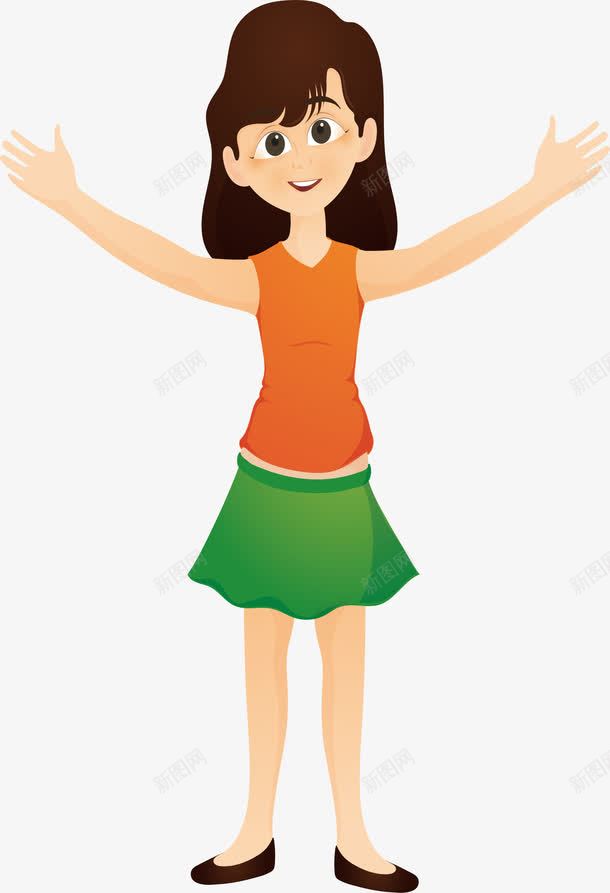 张开手臂欢迎你png免抠素材_新图网 https://ixintu.com 可爱女孩 展开双臂 张开双臂 我家欢迎你 打开怀抱 欢迎你 矢量png