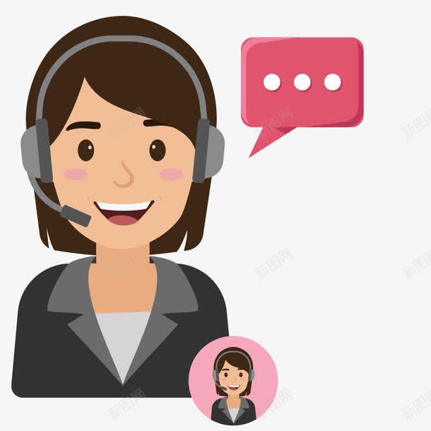 卡通美女商务客服png免抠素材_新图网 https://ixintu.com 人物 卡通人物 商务 在线客服图标 客服 工作 美女 耳机 话务员